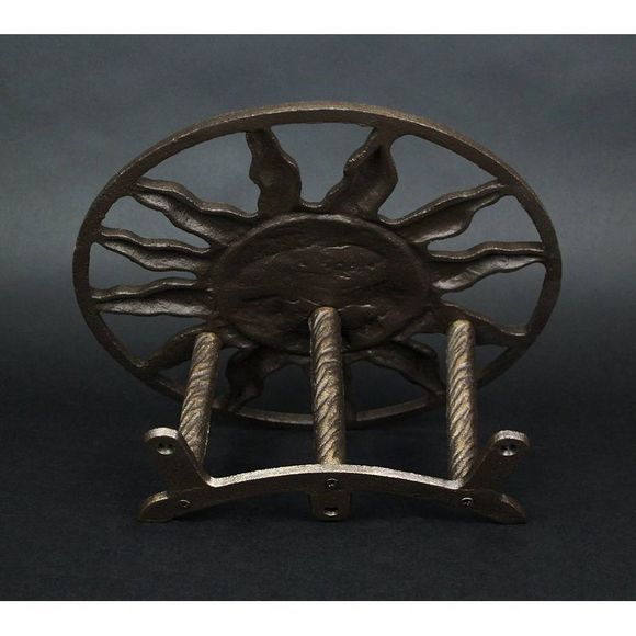 Cast Iron Sun Face Decorative Wall Mounted Hanging Garden Hose Holder Bronze - Picture 4 of 6